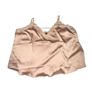Forever 21 + Lace Trim Satin Nude Tank Top 3X
